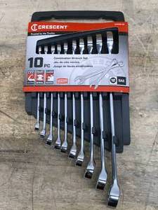 lot 43 image: Crescent SAE 10 Piece Combination Wrench Set Model # CCWS2-05