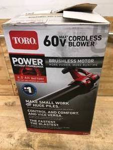 lot 14 image: Toro 60V Cordless Blower With 4Ah And Charger Model # 51822