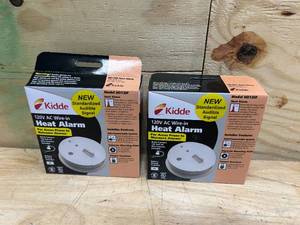 lot 100 image: Kidde Lot or 2- Heat Detectors, Hardwired with Battery Backup & 2 LEDs, Interconnect Capability, Ideal for Garages