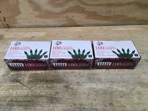 lot 86 image: Lot of 3 Boxes of - IndoorOutdoor Green Christmas Lights (100 Lights Per Box)