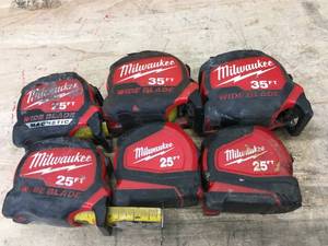 lot 129 image: Lot of 6 - Non-Working Milwaukee Tape Measures