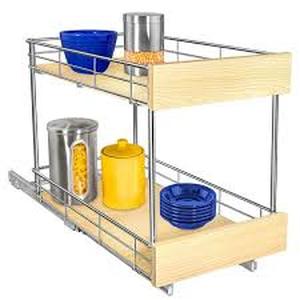 lot 28 image: SELECT Pull Out Cabinet Organizer - Slide Out Drawers for Kitchen Cabinets - 11 in. x 21 in. Double   Customer Returns See Pictures
