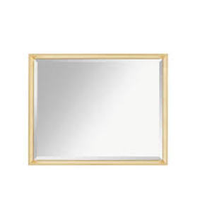 lot 41 image: Kate and Laurel Calter 21.5 in. W x 27.5 in. H Framed Rectangular Beveled Edge Bathroom Vanity Mirror in Gold   Customer Returns See Pictures