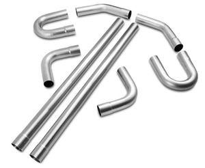lot 9 image: JY PERFORMANCE 2.5 Inch Universal Stainless Steel Exhaust Pipe Tubing Kit 16 Gauge Custom Straight U Bend 45 & 90 Degree Mandrel 8PCS