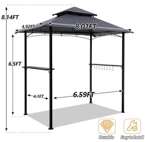 lot 24 image: 8x 5 Grill Gazebo Canopy, Outdoor BBQ Gazebo, Barbeque Gazebo Shelter for Patio (Grey)