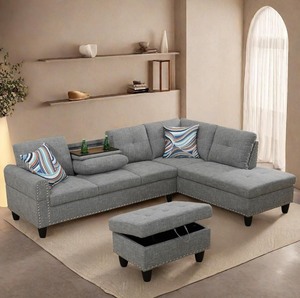 lot 23 image: Lifestyle - Left Arm Chaise with Right Arm Sofa (New In Box)
