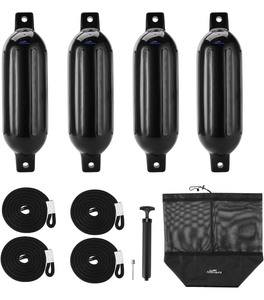 lot 76 image: Boat Fenders Boat Bumpers for 15-35ft Boat, 4 Pack Inflatable Boat Fenders Bumpers with 4 Ropes, Boat Bumpers for Docking