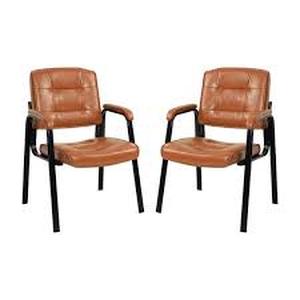 Caramel Office Guest Chair Set of 2, Leather Executive Waiting Room Chairs, Lobby Reception Chairs with Padded Arm Rest Customer Returns See Pictures