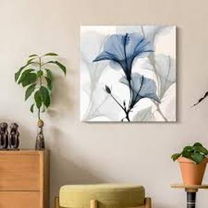 Blue Xray Floral Unframed Free Floating Tempered Glass Panel Graphic Wall Art Print 24 in. x 24 in. by Empire Art Direct Customer Returns See Pictures