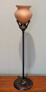 lot 47 image: Glass Torchiere Style Table Lamp
