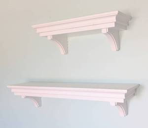 lot 39 image: Pair of White Wood Wall Shelves
