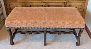 lot 40 image: French Provincial Style Upholstered Bench