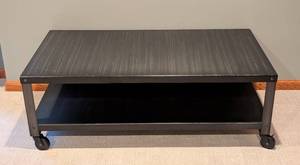 lot 19 image: Grey Metal Rolling Coffee Table