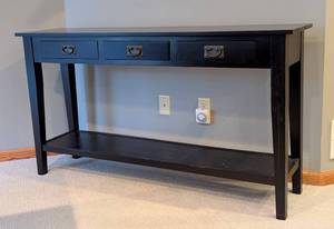 lot 12 image: Black Wood Console Table