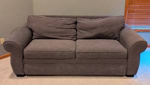 lot 4 image: Pottery Barn Charcoal Sleeper Sofa