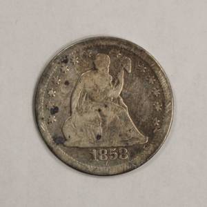 lot 6 image: 1858 Seated Liberty Quarter
