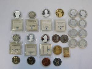 lot 35 image: GoldSilverCopper Plated Tokens