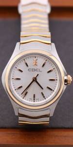 lot 48 image: Ladies Ebel Wave Wristwatch Quartz Runs w Booklet Stainless & 18K Yellow Gold