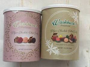lot 6 image: 2 Tubs Wasburns Belgian Chocolate Filled Candy
