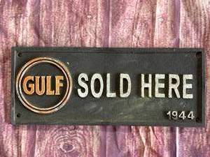 lot 67 image: Steel Gulf Sold Here Plaque 4 12 x 11