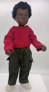 lot 273 image: Vintage SASHA Gregor Doll - Caleb - Boy, Bright Pink Red Sweater