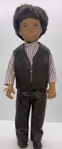 lot 245 image: Vintage SASHA Gregor Doll - London Boy 1970, Faux Leather Vest and Pants