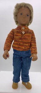 lot 243 image: Vintage SASHA Gregor Doll - Boy 1972 - 1973, Orange and Yellow Stripe Sweater