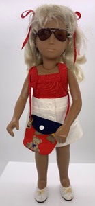 lot 214 image: Vintage SASHA Doll - Girl 1976 - 1977, Red Tank Top with White Skirt