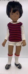 lot 122 image: Vintage SASHA Doll - #303- Gregor Doll, Sport Boy. Navy and Red Stripe Sweater