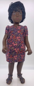 lot 92 image: Vintage SASHA Doll - #118 - CORA FLOWER DRESS, Girl, Navy Dress with Pink and Red Flowers
