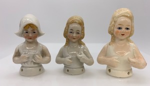 lot 189 image: Vintage Antique Mini Porcelain HALF DOLLS - Germany, Qty 3