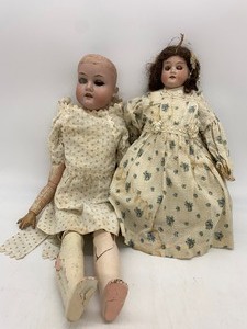 lot 300 image: Antique Dolls for PARTS and REPAIRS including Armand Marseille and German Floradora  - Qty 2