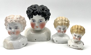 lot 284 image: Antique China Doll Heads - Qty 4 - DAMAGED