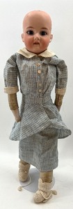 lot 142 image: Antique Bisque Doll - ARMAND MARSEILLE 370  AM-4-DEP  - Blue Dress, No Wig