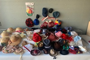 lot 172 image: Vintage Doll, Teddy Bear HATS, HATS and More HATS