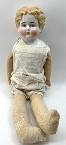 lot 195 image: Antique CHINA HEAD Doll - German - Blonde - LARGE