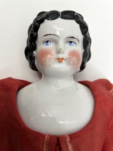 lot 239 image: Antique CHINA DOLL - High Brow - Germany - Red Dress