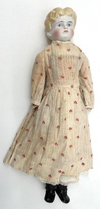 lot 240 image: Antique CHINA DOLL - High Brow - Germany - Blonde - Pink Body
