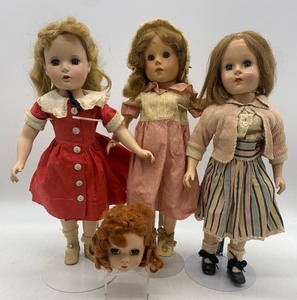 lot 290 image: Vintage Dolls Including 2 Hard Plastic and 1 Soft Plastic Face