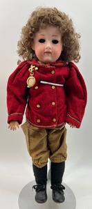 lot 318 image: Antique Bisque Doll - ARMAND MARSEILLE - 390n - Germany - Boy in Red Jacket