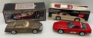 Vintage Collectible Jim Beam Car Decanters Including 1974 Mercedes Benz 450SL & 1984 Corvette Both In Original Boxes (EMPTY)