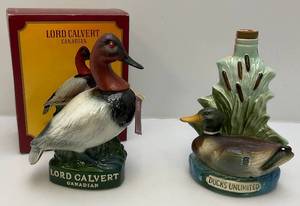 Vintage Wildlife Decanters Including Ducks Unlimited & Lord Calvert Canvas Back In Original Box (EMPTY)