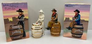 Vintage Jim Beam Collectors Club Cowboy & CowGirl Decanters  NIB (Sold Empty)