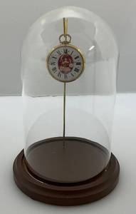 Vintage PEPSI-COLA Mechanical Wind Up Watch With Glass Dome Wood Base Display  Case