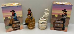 Vintage Jim Beam Collectors Club Cowboy & CowGirl Decanters NIB  (Sold Empty)