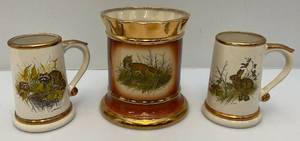 Vintage Misc. Collectibles Including 1980 Mr. & Mrs. T Regal  China Chiller With Fox  & Mugs With Wildlife Artwork