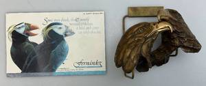 Limited Edition 402500 Mario Fernandez Bronze Eagle Heads Sculpture 7 x 4