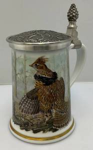 Franklin Porcelain Haviland Limoges Ltd Ed Ruffed Groose Game Bird Stein (1982) 9 To To Of Pinecone Handle by 5 14 Base
