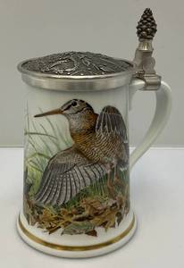 Franklin Porcelain Haviland Limoges Ltd Ed Woodcock Game Bird Stein (1982) 9 To To Of Pinecone Handle by 5 14 Base
