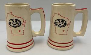 Two 1983 Wisconsin Badger Jim Beam Club Beer Mugs